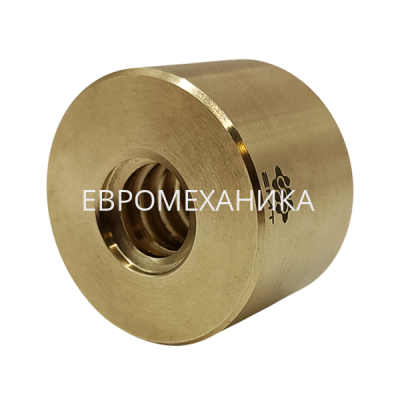 Гайка трапецеидальная латунная (HPb59-1) LRM 10х2 без фланца (правая резьба), EMT - Евромеханика