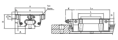 Каретка HGW45HCZAC, EMT - Евромеханика