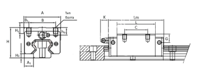 Каретка HGH15CAZAC, EMT - Евромеханика