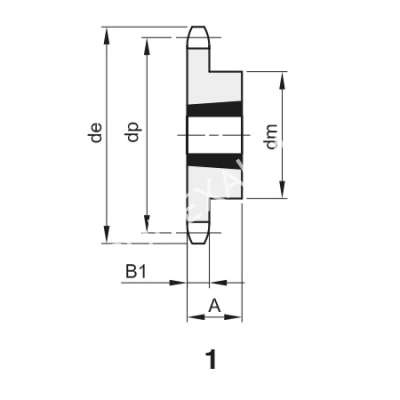 Звездочка 16B-1, шаг 25,4х17,02 мм (1"х17,02 мм), Z=15  под втулку тапербуш 1615 - Евромеханика