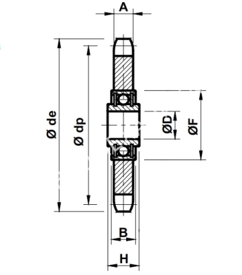 Звездочка натяжная для цепи 10B-1, Z=14 с подшипником - Евромеханика