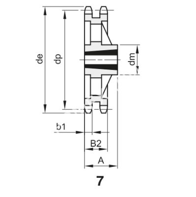 Звездочка 16B-2, шаг 25,4х17,02 мм (1"х17,02 мм), Z=38 под втулку тапербуш 3030 - Евромеханика