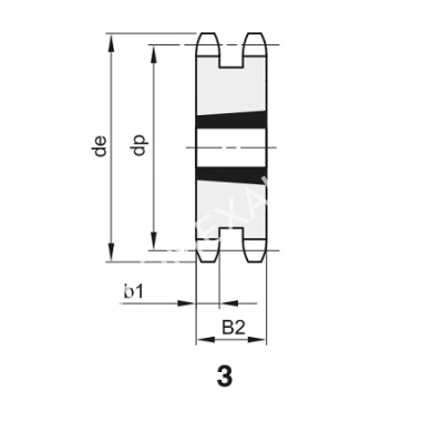 Звездочка 16B-2, шаг 25,4х17,02 мм (1"х17,02 мм), Z=17  под втулку тапербуш 2517 - Евромеханика
