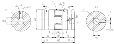 Муфта XL1, d1=14/d2=16 мм+шпон паз, СТАЛЬ, EMT - Евромеханика
