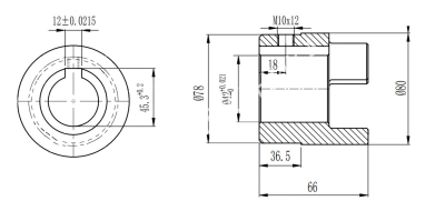Полумуфта GE 38-45 тип B, с готовым отверстием d=42 мм, шпон паз 12х3,3мм+винт М10, СТАЛЬ, EMT - Евромеханика