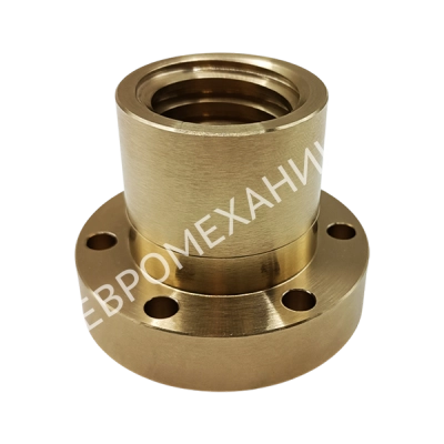 Гайка трапецеидальная латунная (HPb59-1) BFM 25х5 с фланцем (правая резьба), EMT - Евромеханика