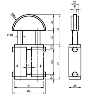 Натяжитель GV 30-3S для цепи 10B-1, 10A-1 c полиамидным блоком, EMT - Евромеханика