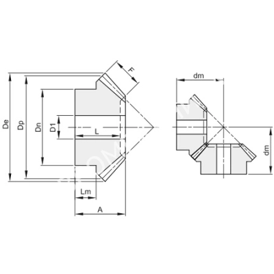 Коническая шестерня прямозубая, i=1, M=3, Z=26 - Евромеханика