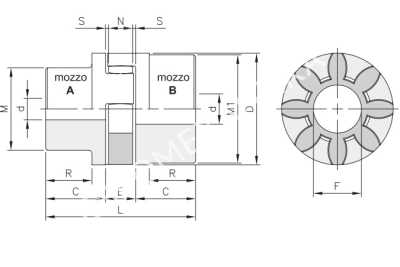 Полумуфта под расточку GEB 19-24 тип B, dmax= 24 мм - Евромеханика