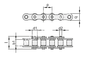 Цепь роликовая 08A-1 (40-1), EMT - Евромеханика